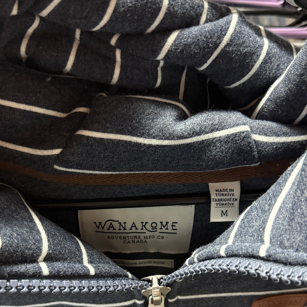 Wanakome Charcoal and White Striped Hoodie - Picture 2 of 4